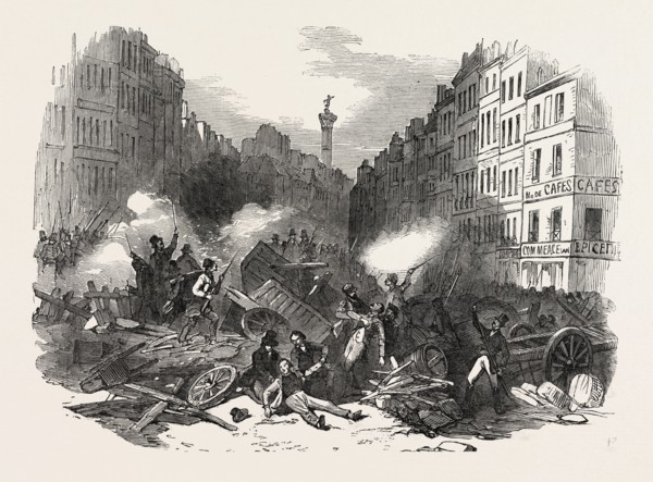 THE REVOLUTION IN FRANCE: BARRICADE OF THE FAUBOURG ST. ANTOINE, PARIS, 1851