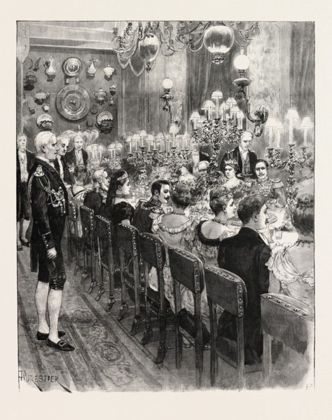 THE ROYAL MARRIAGE AT BERLIN, GERMANY: BANQUET AT THE ROYAL PALACE; PRINCE FREDERICK CHARLES OF