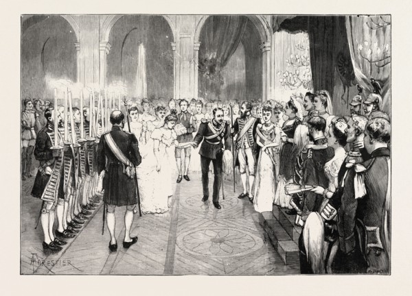 THE ROYAL MARRIAGE AT BERLIN, GERMANY: TORCH-DANCE AT THE ROYAL PALACE; PRINCE FREDERICK CHARLES OF