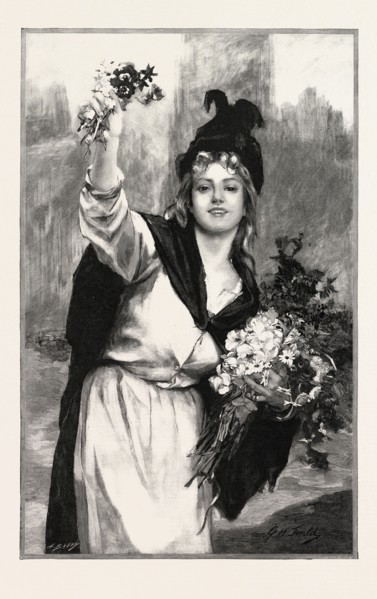 A LONDON FLOWER-GIRL, UK; PICTURE BY MDLLE. FOULD, IN THE SALON DES CHAMPS ELYSEES, PARIS, FRANCE,