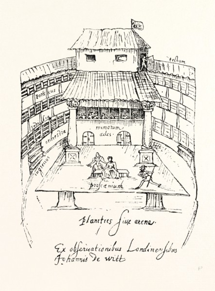 INTERIOR OF THE SWAN THEATRE ABOUT 1596, LONDON, UK, 1893 engraving