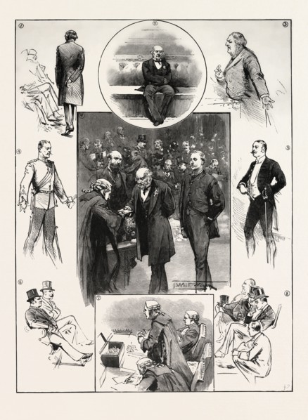 THE OPENING OF PARLIAMENT: INCIDENTS IN THE COMMONS: 1. Mr. Balfour enters. 2. Alone in his glory.