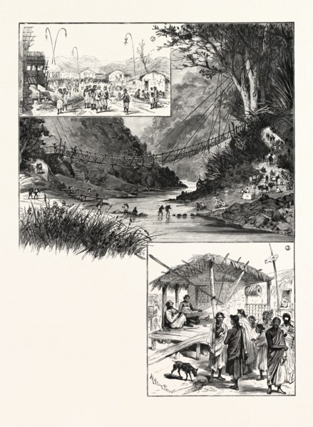 WITH THE SOUTH LUSHEI COLUMN: 1. Camp at Lalheya's Village, Kellam. 2. A Lushai Suspension-Bridge.