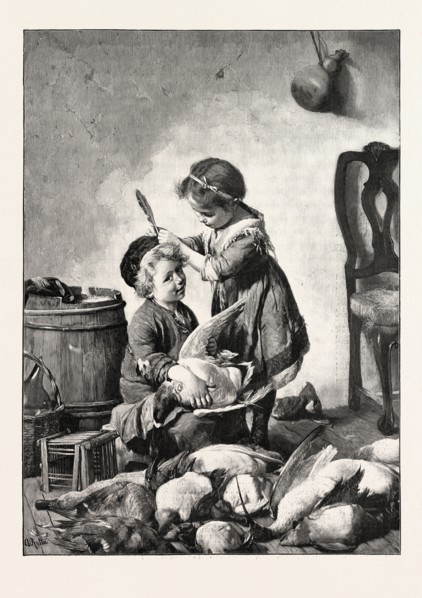 A FEATHER IN HIS CAP. BY ANTONIO ROTTA, 1828-1903, 1893 engraving