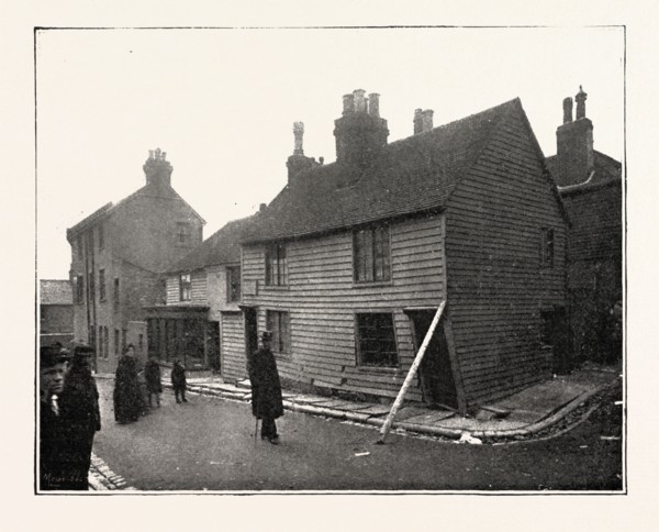 THE LANDSLIP AT SANDGATE: IN CHAPEL STREET, UK, 1893 engraving