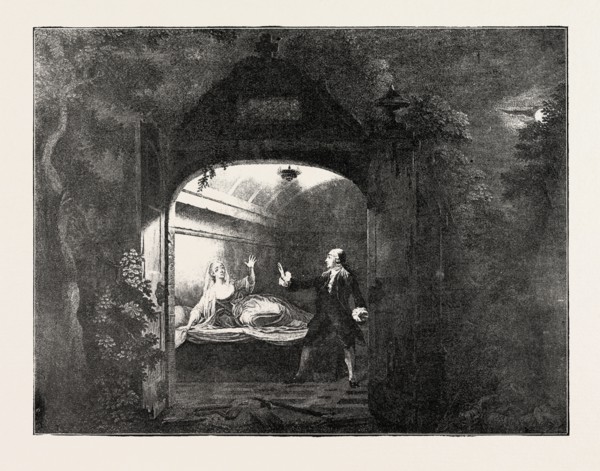 GARRICK AND MRS. BELLAMY AS ROMEO AND JULIET, SHAKESPEARE, ENGLISH POET AND PLAYWRIGHT, 1564-1616,