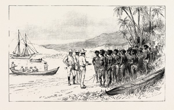 THE KANAKA LABOUR QUESTION IN QUEENSLAND: RECRUITING: TRADERS PERSUADING THE ISLANDERS TO EMBARK