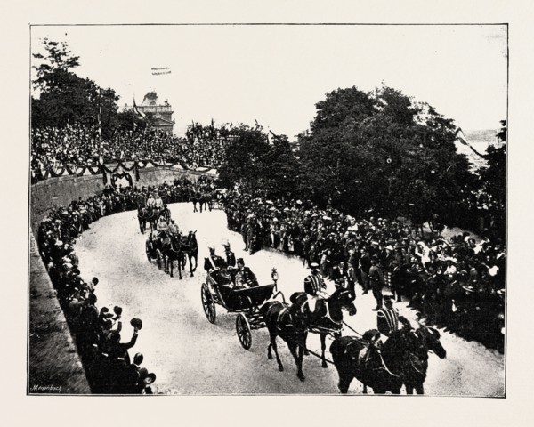 THE FESTIVITIES IN HUNGARY: HIS MAJESTY AND COUNT SZAPARY THE PRIME MINISTER, IN THE STATE COACH,