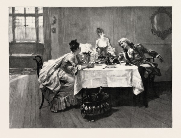 INTERESTED FROM THE PAINTING BY A. LUDOVICI, 1892 engraving