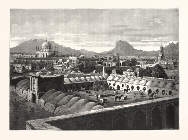 CANDAHAR INTERIOR THE CITADEL, KANDAHAR, QANDAHAR, AFGHANISTAN, ENGRAVING 1880