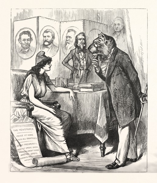 CHANGE IS NECESSARY DEMOCRATIC CRY, US, USA, ENGRAVING 1880, POLITICS, POLITICAL, POLITIC,