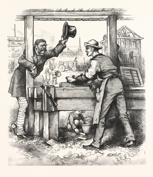 RESUMPTION, OF HONEST MONEY WORK, engraving 1880, us, usa