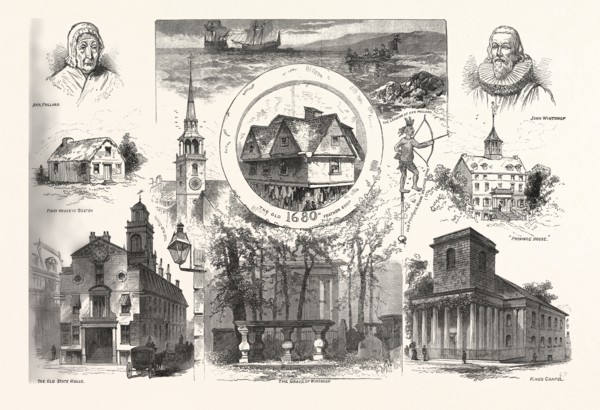 ANTIQUE BOSTON. DRAWN BY CHARLES GRAHAM, engraving 1880, us, usa
