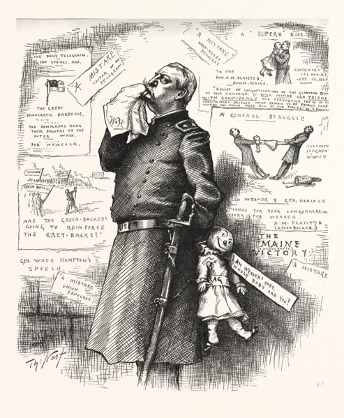 FINANCIAL MISTAKE, engraving 1880, US, USA