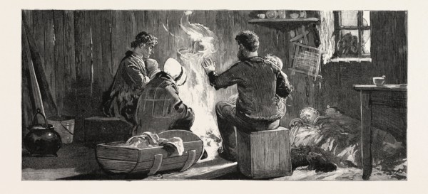 THE NEWFOUNDLAND FISHERIES QUESTION: INTERIOR OF AN ENGLISH FISHERMAN'S HUT ON THE FRENCH SHORE;
