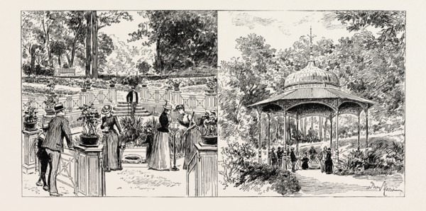 Bad Homburg vor der Hohe, GERMANY: THE STAHL SPRING (LEFT), AND THE LOUISE SPRING (RIGHT), 1890