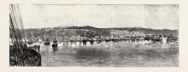 THE NAVAL MANOEUVRES, WITH THE HOSTILE FLEET: THE FIRE AT SALONICA, THESSALONIKI, VIEW OF THE TOWN