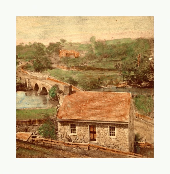 American Civil War: Bridge on the Boonsboro Pike, Antietam, Md., a stone house on the eastern side