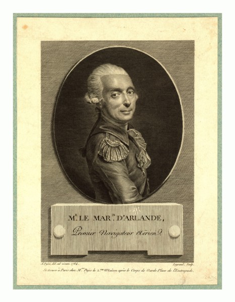 Mr. le maris. d'Arlande, first aerial navigator,  Pujos, André, 1738-1788, artist, Half-length