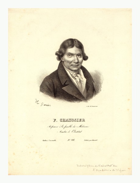 Head-and-shoulders profile portrait of French balloonist J.A.C. Charles, who made the first flight