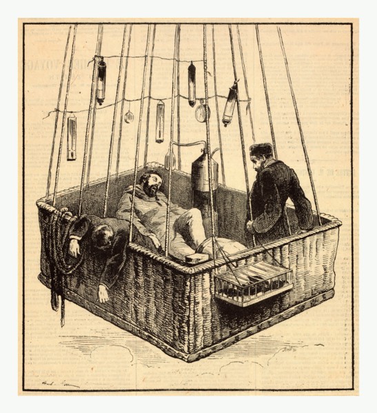 View of journalist Joseph Crocé-Spinelli, naval officer Henri Sivel, and Gaston Tissandier in the