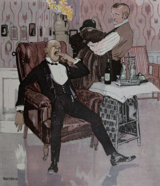 The nightcap by Ferdinand Gotz, 1874-1936, German, alcoholic beverage before going to bed. glass,