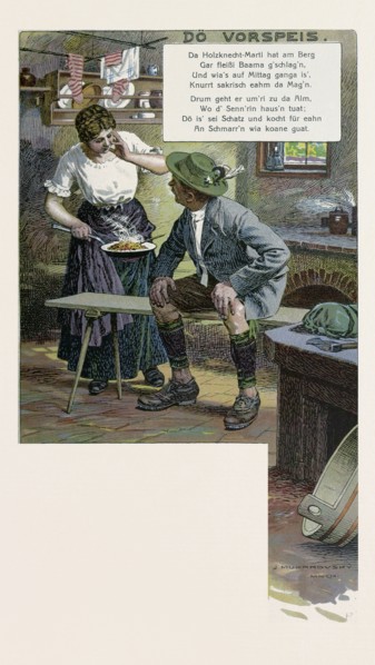 In the kitchen Josef Mukarovsky, 1851-1921, German. Dish, food and drink, man, woman, traditional