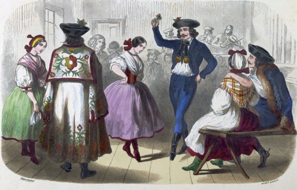 Hungarian dancers by Auguste Trichon, 1814-?, French. dancer, dance, woman, girl, pose,
