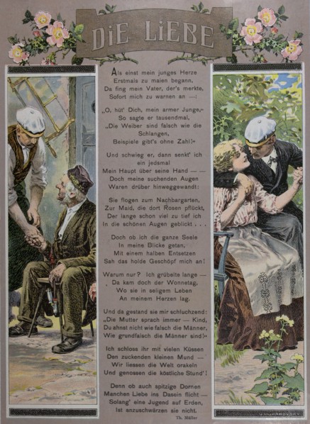 Affection by Josef Mukarovsky, 1851-1921, Czech. man, men, woman, smoking, food and drink, in the