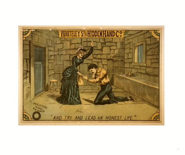 Whiteley's Original Hidden Hand Co. by Jno. B. Jeffery Pr. & Eng., 1884, woodcut, color