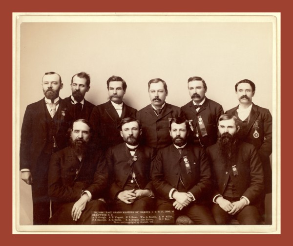 Past Grand Masters of Dakota I.O.O. F., 1890, at Deadwood, S.D. A.E. Clough, A.E.Nugent, H.J. Rowe,
