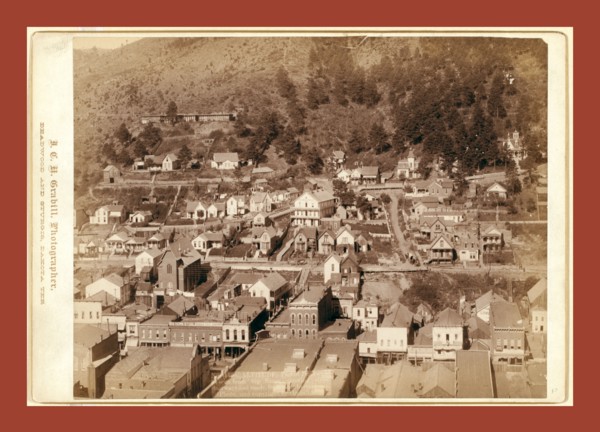 Altitude. Part of Deadwood as seen from big flume, showing steps, stairways, and roads from store