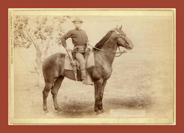 The Cavalier. The young soldier and his horse on duty [a]t camp Cheyenne, John C. H. Grabill was an