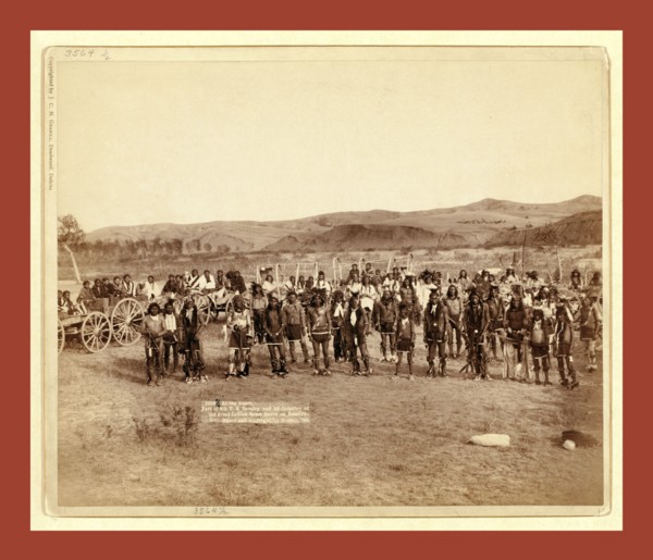 At the dance. Part of the 8th U.S. Cavalry and 3rd Infantry at the great Indian grass dance on
