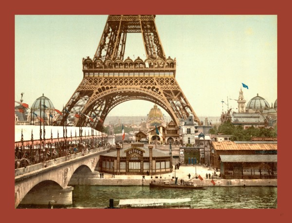 Eiffel Tower and general view of the grounds, Exposition Universal, 1900, Paris, France, between ca