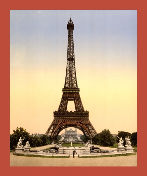 Eiffel Tower, full-view looking toward the Trocadero, Exposition Universal, 1900, Paris, France,