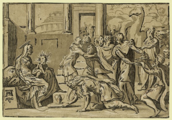 The adoration of the Magi / AA [monogram of Andrea Andreani] MDCV. Vicentino, Giuseppe Niccolo,