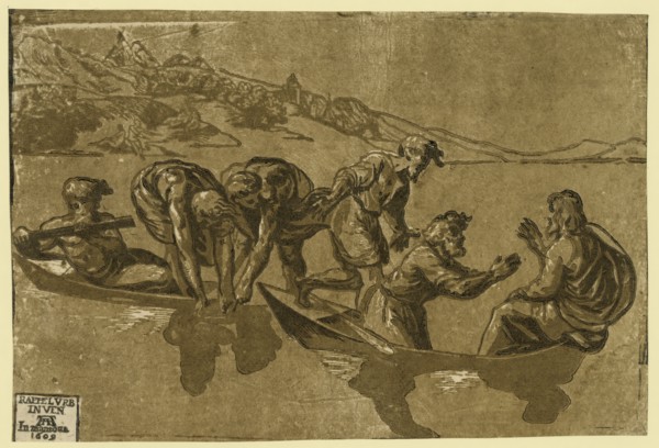 The miraculous draught of fishes, between 1500 and 1530, printed 1609, Carpi, Ugo da,