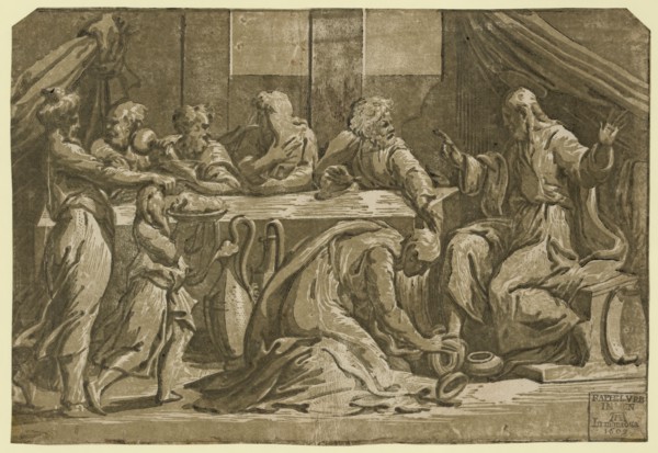 Christ at the table of Simon the Pharisee, Carpi, Ugo da, 1480-approximately 1532