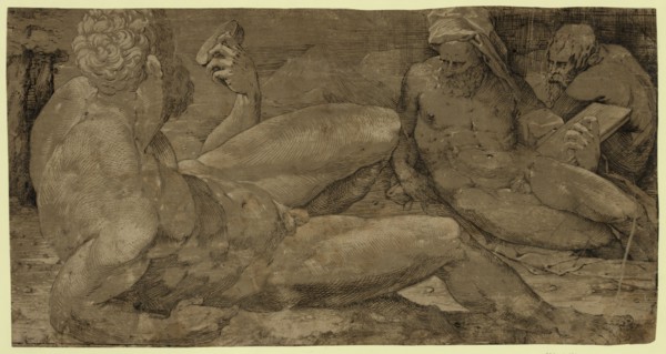 Three male figures, between 1500 and 1550, Beccafumi, Domenico, 1486-1551