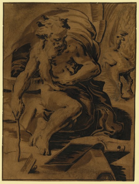 Diogenes with the featherless cock, between 1500 and 1530, Carpi, Ugo da, 1480-approximately 1532