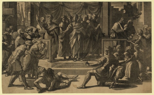 The death of Ananias, between 1515 and 1535, Carpi, Ugo da, 1480-approximately 1532