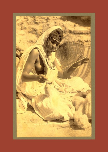 Types Algerians, wool spinner, Neurdein brothers 1860 1890, the Neurdein photographs of Algeria