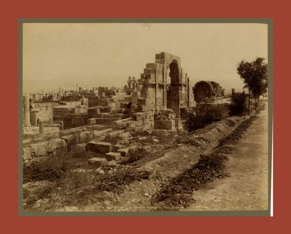 Tebessa Ruins of Byzantine Basilica, side door, Algiers, Neurdein brothers 1860 1890, the Neurdein
