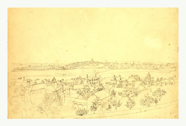 Boston, Charlestown & Bunker Hill as seen from the fort at Roxbury, 1828 by John Rubens