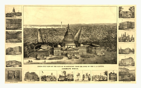 Birds eye view of the city of Washington from the dome of the U.S. Capitol Looking west, A. Sachse
