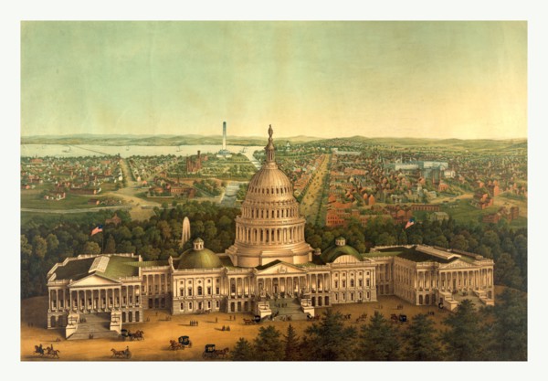 View of Washington City by E. Sachse & Co., circa 1869, US, USA, America