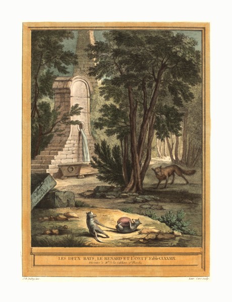 Laurent Cars after Jean Baptiste Oudry (French, 1699  1771 ), Les deux rats, le renard et l'oeuf