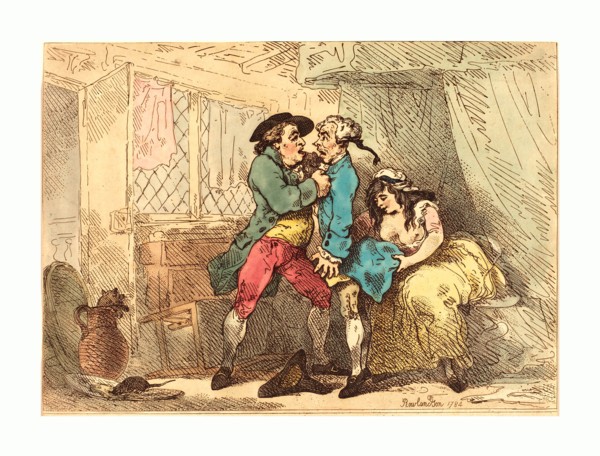 Thomas Rowlandson, British, 1756  1827, A Cully Pillaged, probably 1784 1785, hand-colored etching