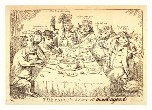 The paddy's at dinner with Puddinghead, the Regent, London, 1789, George, Prince of Wales, seated